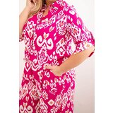Kesi Włoski Plus size women's viscose set with geometric print fuchsia | Shoptok.si