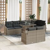 vidaXL 9-delni vrtni sofa set z blazinami, siva poli ratan Cene