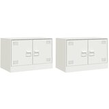 Furnova TV omarica 2 kosa bela 67x39x44 cm jeklo, (21924497) | Shoptok.si