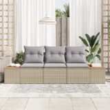 vidaXL 3-delni vrtni kavč s blazinami Bež Poly Rattan akacija | Shoptok.si