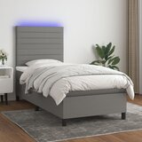 vidaXL Krevet box spring s madracem LED tamnosivi 90x190 cm tkanina Cijene