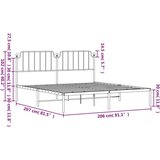 Metalni Kovinski posteljni okvir z vzglavjem črn 200x200 cm | Shoptok.si