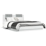  Okvir kreveta s uzglavljem i LED svjetlima bijeli 120 x 200 cm | shoptok.hr