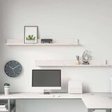 vidaXL Stenske police 2 kosa bela 110x11x9 cm trdna borovina | Shoptok.si
