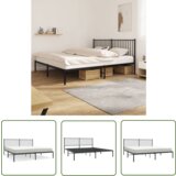 The Living Store Kovinski posteljni okvir z vzglavjem črn 180x200 cm - Posteljni Okvir, (21737180) | Shoptok.si