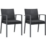  Vrtne stolice s jastucima 2 kom crne 56,5x57x83 cm poliratan | shoptok.hr