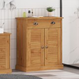 vidaXL Kopalniška omarica medeno rjava 68 x 34 x 80 cm Trdna borovina u