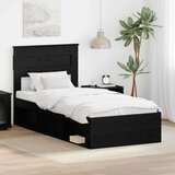  Okvir za krevet Crna 100 x 200 cm Čvrsto borovo drvo | shoptok.hr