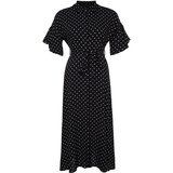 Trendyol ženska haljina Curve Black Polka Dot Belted | ePonuda.com
