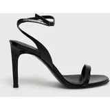 Calvin Klein Usnjeni sandali črna barva