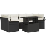 vidaXL set vrtnih sofa s jastucima crni poli ratan, dvosjedna vrtna sofa s prostorom za spremanje i jastucom crni poli ratan Cijene