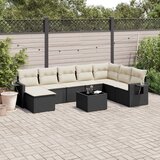 vidaXL 9-dijelni set vrtnih sofa s jastucima crni od poliratana | shoptok.hr