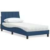  Krevet s madracem plavi 90 x 190 cm od tkanine - Plava 90 x 190 cm Cijene