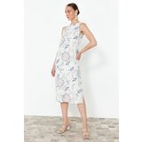 Trendyol Blue Ethnic Patterned Straight Cut Midi Woven Dress | shoptok.hr