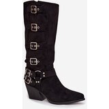 Boto Cowboy Boots with Block Heel with Buckles Black Fivelle | shoptok.hr