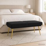  Klupa s dvostrukim slojem Crna 120 x 45 x 46 cm Baršun Cene