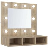 vidaXL Omarica z ogledalom in LED lučkami sonoma hrast 60x31,5x62 cm | Shoptok.si