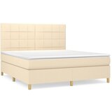 vidaXL Box spring postelja z vzmetnico krem 180x200 cm blago, (20895473) Cene