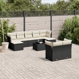 vidaXL 10-dijelni set vrtnih sofa s jastucima crni od poliratana | shoptok.hr