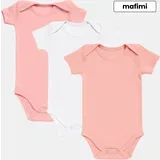 Pamučni Bodići kratak rukav za bebe i decu set od 3 - puder/ bela/ roze