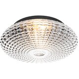 QAZQA Klasična stropna svetilka črna z dimnim steklom 35 cm IP44 - Nohmi Cene
