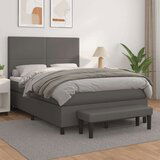 vidaXL Box spring postelja z vzmetnico siv 140x200 cm umetno usnje, (20896717) | Shoptok.si