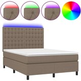  Box spring postelja z vzmetnico LED taupe 140x190 cm blago, (20897069) | Shoptok.si