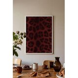 Wallxpert uramljena slika 115237, leopard šara u bordo i crnoj boji, 50 x 70 cm, beli ram Cene