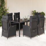 vidaXL 7-dijelni vrtni blagovaonski set s jastucima crni od poliratana | shoptok.hr