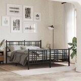 Maison Chic Kovinski Posteljni okvir - Dvoposteljna postelja - Zakonska postelja z vzglavjem in vznožjem črn 150x200 cm, (21695835) | Shoptok.si