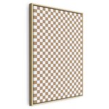 Slika - Checkerboard Pattern - Brown-White Grid with a Subtle Noise 60x90 U prirodnom drvenom okviru | shoptok.hr
