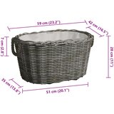  Košara za drva za ogrjev s ručkama 59 x 42 x 28 cm siva od vrbe | shoptok.hr