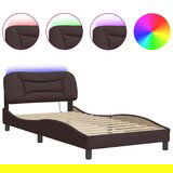 Maison Chic Posteljni okvir - Dvoposteljna postelja - Zakonska postelja z LED brez vzmetnice temno rjav 100x200cm blago, (21697080) Cene