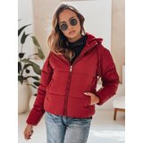 DStreet Kurtka damska zimowa krótka GLAMVO puchowa z kapturem bordowa | shoptok.hr