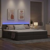  LED krevet za pohranu s madracem Sivosmeđa 200 x 200 cm Tkanina | Eponuda.com