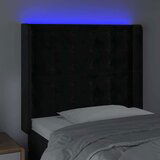 vidaXL LED posteljno vzglavje črno 93x16x118/128 cm žamet | Shoptok.si