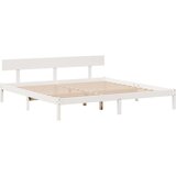 vidaXL Krevet s regalom z knjige bez madraca bijeli 200x200cm borovina | shoptok.hr