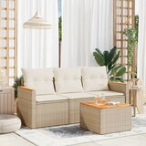 Maison Chic Seti vrtnega pohištva - Vrtna garnitura - Vrtni pohištvo set 4-delna z blazinami bež poli ratan, (21809997) | Shoptok.si