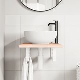  Zidna polica za umivaonik od čelika i masivne hrastovine Smeđa 40 x 60 x 2 cm | shoptok.hr