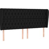  Vzglavje z ušesi črno 183x23x118/128 cm blago, (20794093) | Shoptok.si