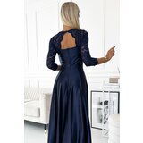 Numoco Lace long SATIN dress with neckline | Shoptok.si