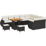  Set od 12 komada Vrtne Sofe s Jastučićima Crni Poliratan Akacija Set od 3 komada Vrtne Dinerske Sofe s Jastučićima Crni Polirat | shoptok.hr