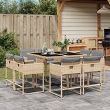 The Living Store Vrtna jedilna garnitura 9-delna z blazinami bež poli ratan - Vrtna Jedilna Garnitura, (21478767) | Shoptok.si