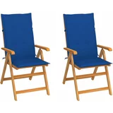  Vrtne stolice 2 kom kraljevsko plavi jastuci masivna tikovina
