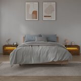  Noćni ormarići 2 kom s LED svjetlima boja hrasta 60x35x40 cm Smeđa | Shoptok.si