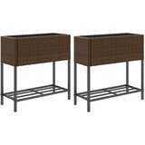 vidaXL Vrtne sadilice s policom 2 kom smeđe 70 x 28 x 70 cm poliratan Cijene
