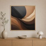 Wallxpert uramljena slika na platnu Cc-K-Ah-1013, apstraktni talasi u crnoj, braon i bež boji, 80 x 80 cm Cene