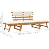  Klupa s jastucima 2-u-1 190 cm od masivnog drva bagrema | shoptok.hr
