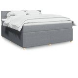 vidaXL Box spring postelja z vzmetnico svetlo siva 180x200 cm blago | Shoptok.si