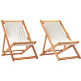  Sklopive stolice za plažu 2 kom krem bijele od tkanine | shoptok.hr